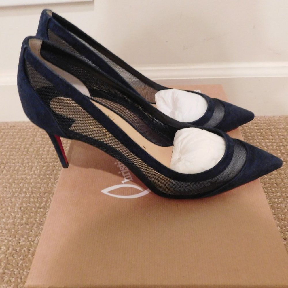 NIB CHRISTIAN LOUBOUTIN GALATIVI MARINE BLUE PUMPS